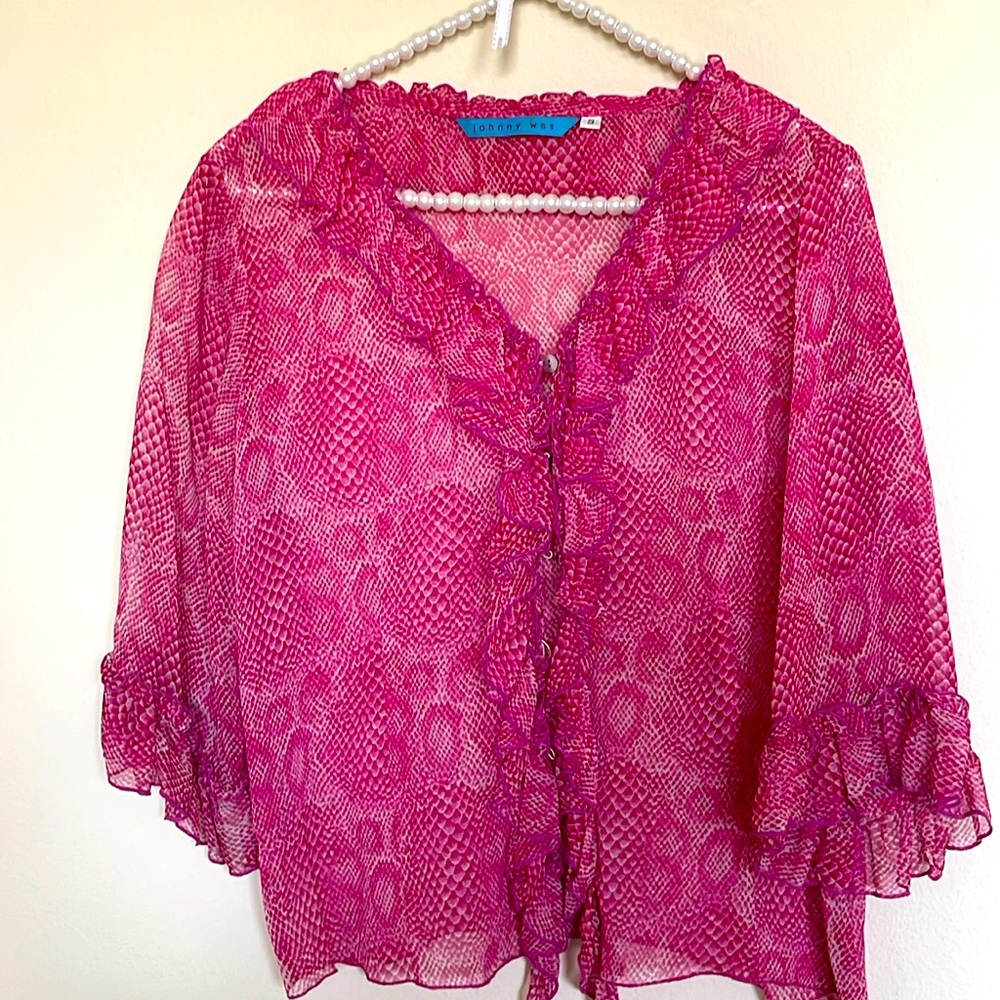 Johnny Was Pink Sheer Blouse